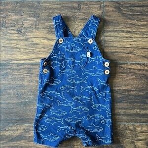 Child of mine Blue Shark Print Overalls size 6-9 months